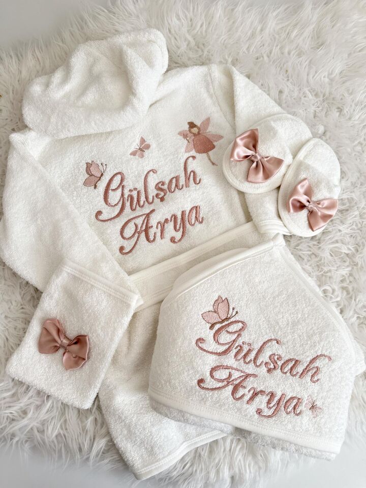 Kız bebek bornoz seti