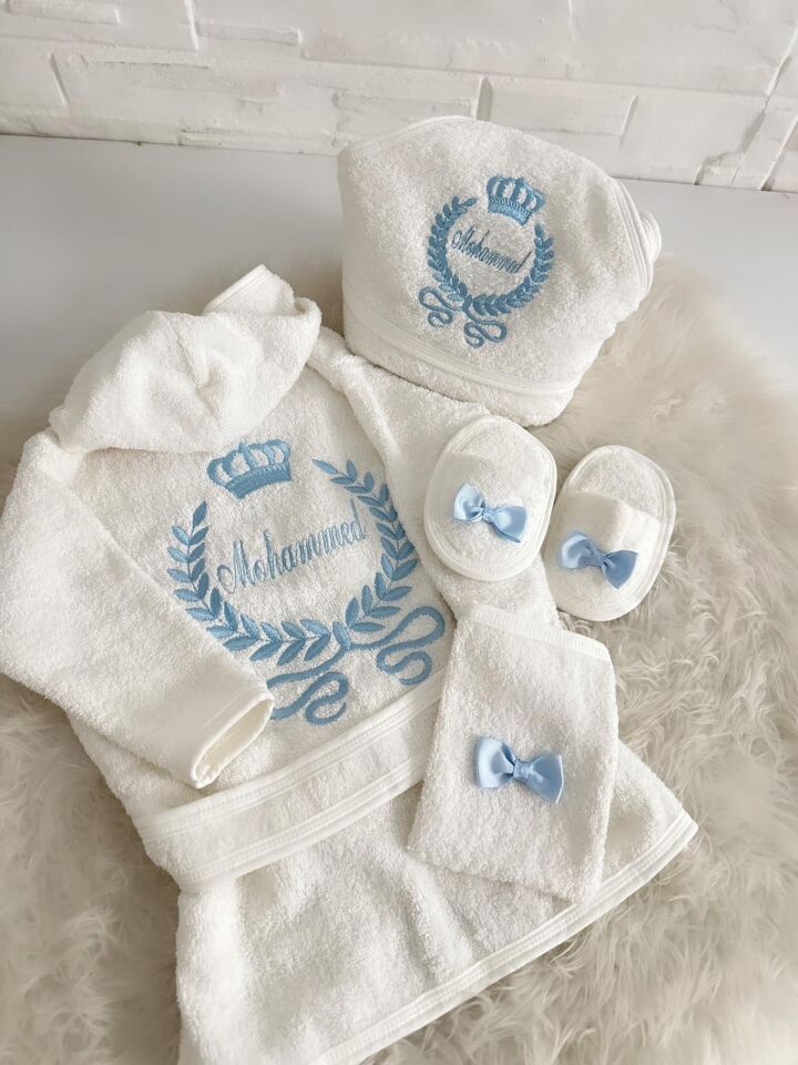 Erkek bebek bornoz seti